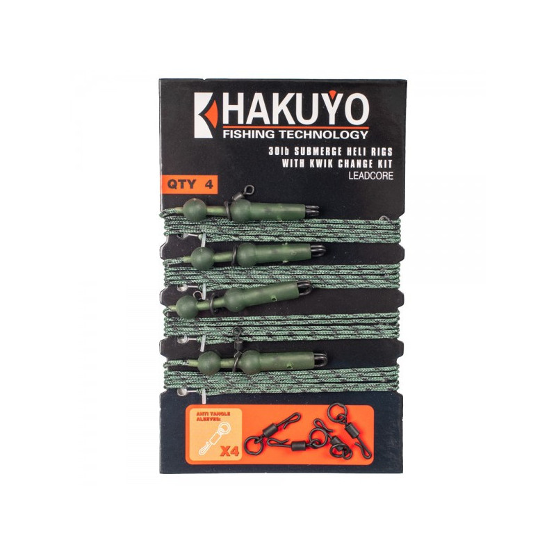 Set 4 monturi leadcore cu vartej rapid si anou Hakuyo