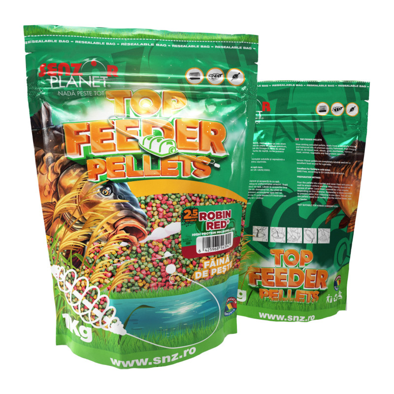 Top Feeder Pellets Robin Red 2.5mm 1kg - Pelete Aromate pentru Pescuit la Feeder
