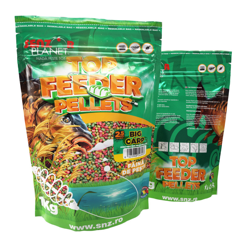 Top Feeder Pellets Big Carp 2.5mm 1kg - Pelete pentru Capturi de Crap Mare