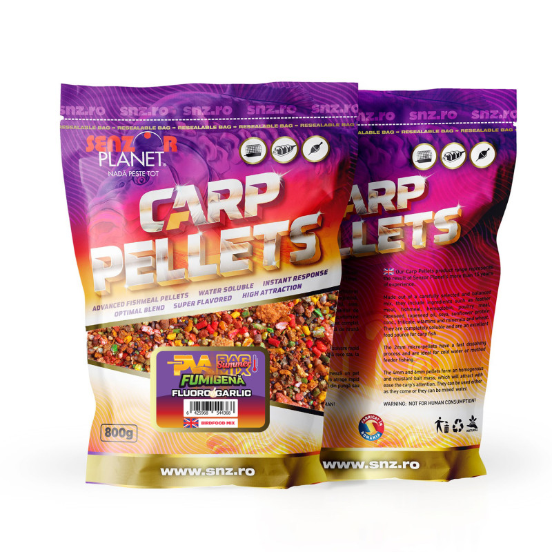 Summer PVA Bag Mix Fumigenți Fluoro Garlic 800g - Peleți Fluorescenți cu Usturoi pentru Pescuit