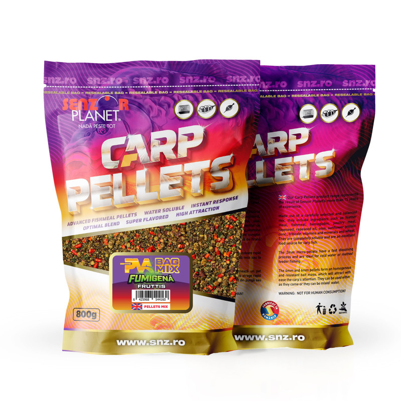 PVA Bag Mix Fumigenți Fruttis 800g - Mix de Peleți cu Aromă de Fructe pentru Pescuit