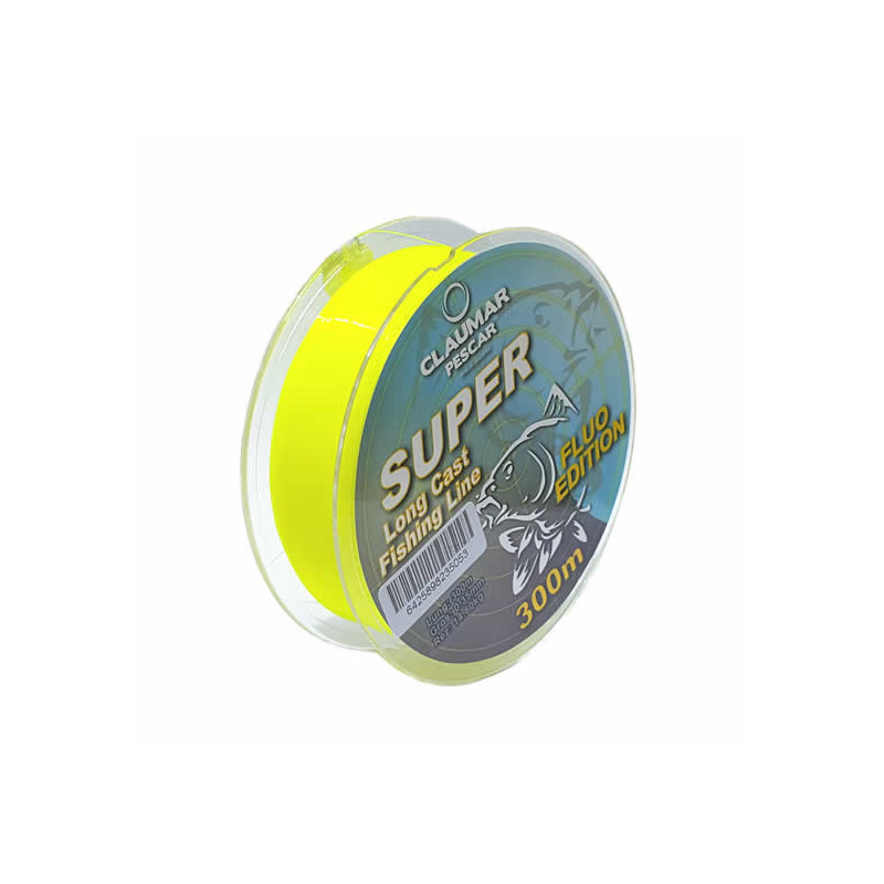 Fir Monofilament Claumar Super Long Cast Yellow Fluo 0.30mm 12.6kg 300m