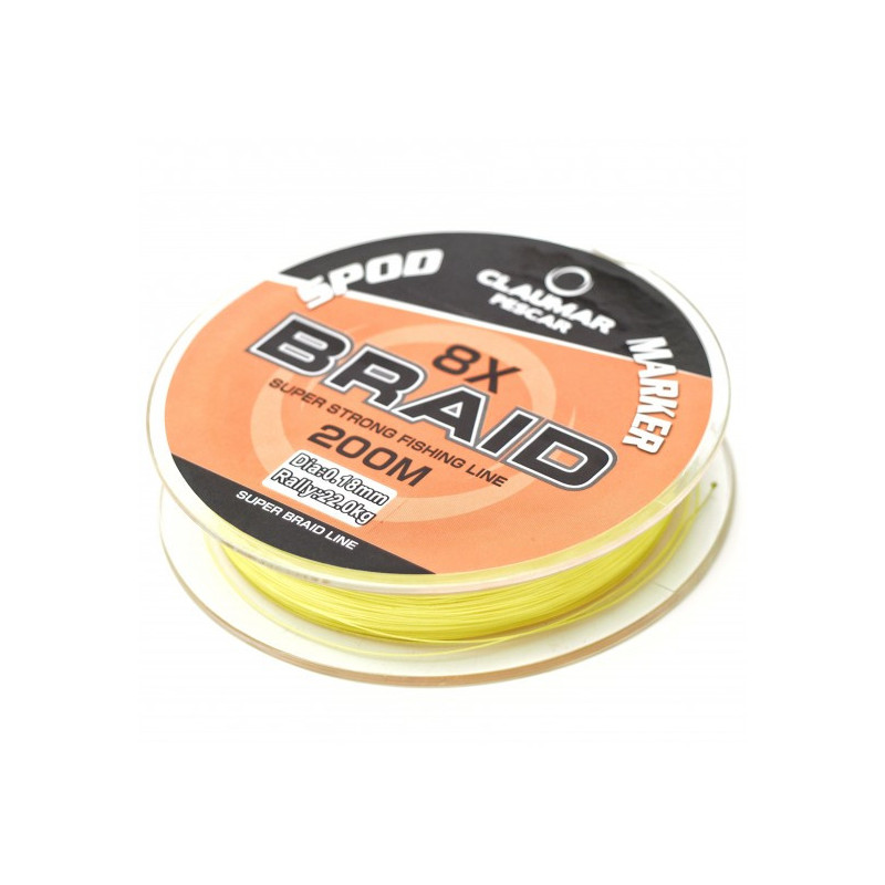 Fir Textil Claumar Pescar 8X Spod Marker Yellow Fluoro 200 m 19.0 Kg 0.16 mm