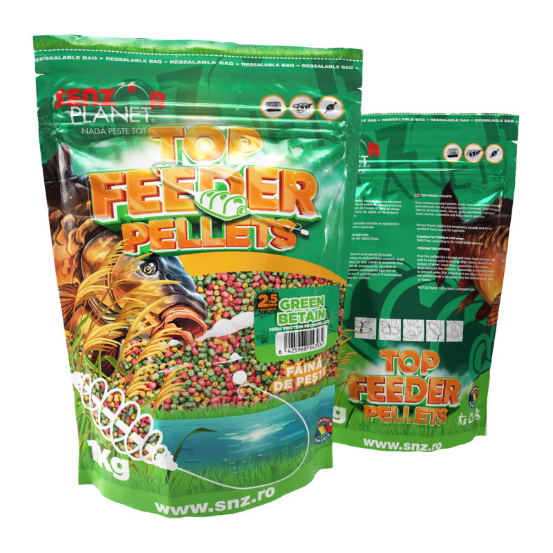 Top Feeder Pellets Green Betain, 2.5mm, 1kg  | Top Feeder Pellets
